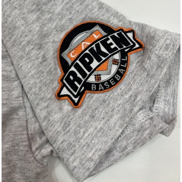Vintage Youth Cal Ripken Baseball League Henley Tee T-shirt Size Large Kids Gray - Picture 2 of 5
